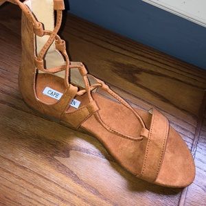 LULUS camel lace up shoes